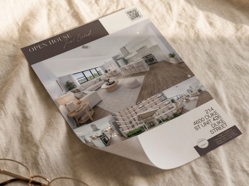 Real estate flyer templates with QR code design Alexandria Virginia